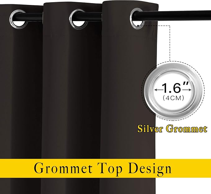 NICETOWN Toffee Brown Room Darkening 102 inch Curtains, Grommet Thermal - Image 2