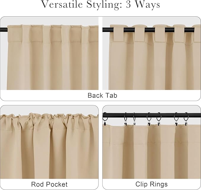 PONY DANCE Short Beige Blackout Curtains - Image 5