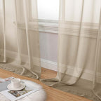Taupe Sheer Curtains for Bedroom Living Room 96 Inches Long 2 Panels, Modern - Image 8