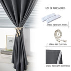 Magic Tape Stick On Curtains Window Shades Pull Down Blackout Window Cover - Image 2