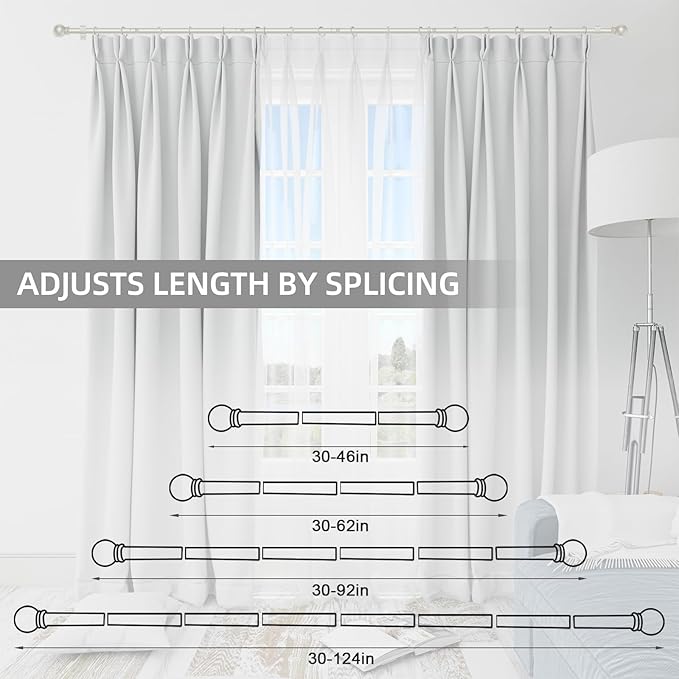 Thestoa Nickel Curtain Rods for Windows 30-62 Inch, 5/8" Stainless Steel Small - Image 5