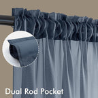 MIULEE Navy Blue Sheer Curtains 96 Inches Long, 4 Panels Set, Light Filtering - Image 3
