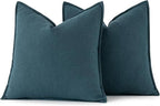 MIULEE Decorative Linen Euro Sham Pillow Covers 24x24 Blue ​Boho Farmhouse​ - Image 6
