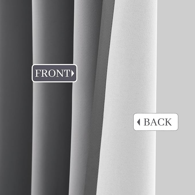 Yakamok Grey Room Darkening 100% Blackout Curtains Grommet Window Treatments - Image 9