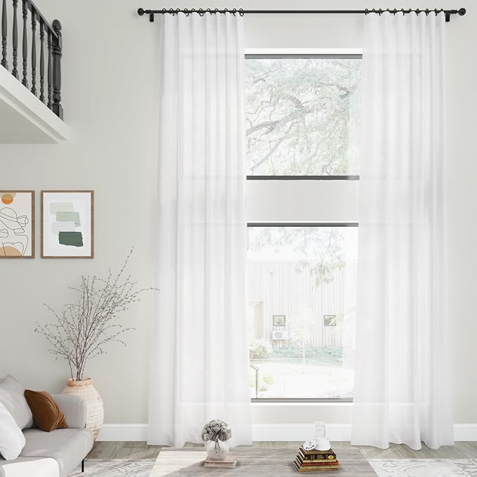 Nanspring Extra Long Linen Curtains 136 Inches Long - Image 2