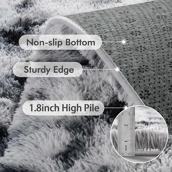 4x6 Ft Shag Area Rug for Bedroom Living Room, Tie-Dyed Ultra Soft Fluffy Furry - Image 5