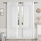 Nanspring White Linen Curtains 87 Inches Long by Nanspring