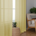 Chyhomenyc Mustard Yellow Sheer Curtains 96 inches Long 2 Panels, Light - Image 3