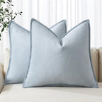 MIULEE Decorative Linen Pillow Covers 18x18 Inch Light Blue ​Boho Farmhouse​ by MIULEE