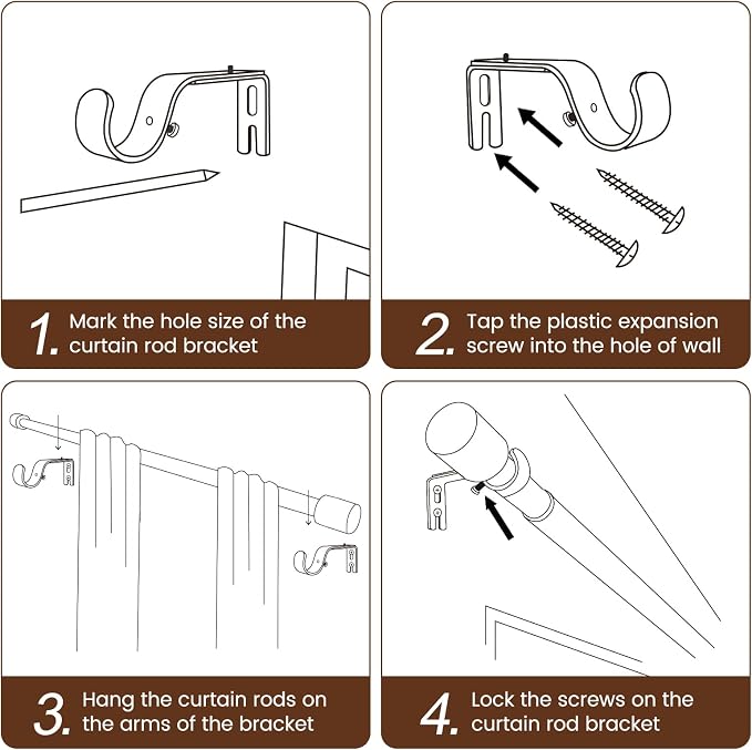 1” Diameter Curtain Rods Itself is 30 to 45 inch 1 Pack Fit 30-39 inch Window - Image 5