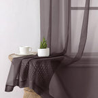 Lecloud Sheer Curtains 63 Inch Length 2 Panels Set, Chocolate Window Curtains - Image 3