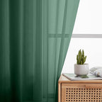 Sheer Hunter Green Curtains for Bedroom Living Room 90 Inches Long 2 Panels Set - Image 3