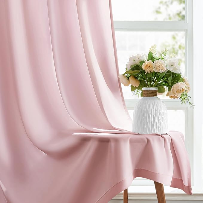 HOMEIDEAS Non-See-Through Light Pink Privacy Sheer Curtains, 30 X 24 Inches - Image 6