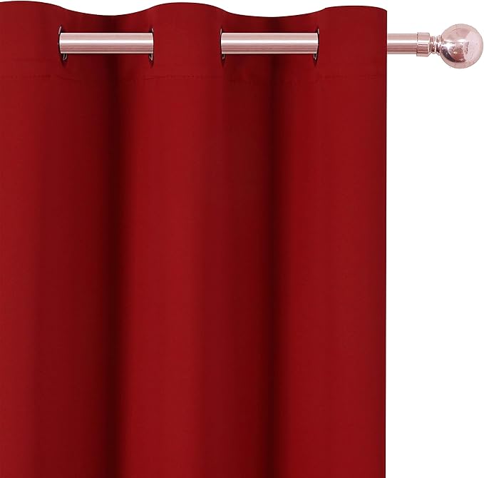 LEMOMO Red Blackout Curtains 42 x 63 Inch/Red Curtains Set of 2 Panels/Room - Image 7