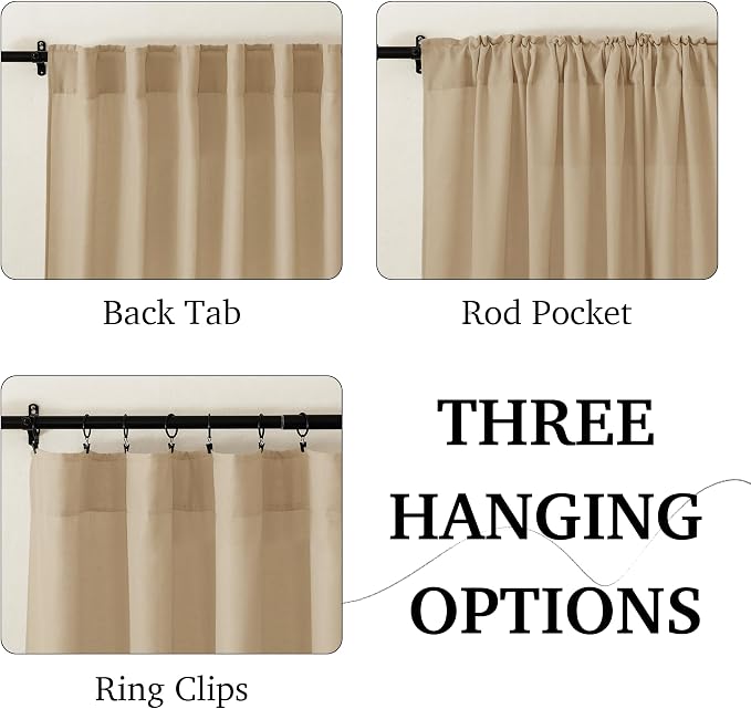 RYB HOME Boho Curtains 84 inches Long, Soft Linen Woved Lightweight Back Tab - Image 2