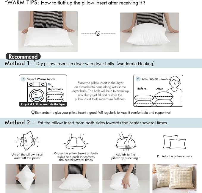 MIULEE Pillow Insert 18x18 Inch Set of 4, Decorative Square Throw Pillow Inserts - Image 2