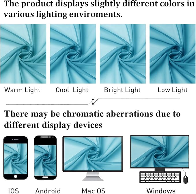 Lecloud Turquoise Sheer Curtains 96 Inches Long 2 Pcs, Light Filtering Window - Image 5