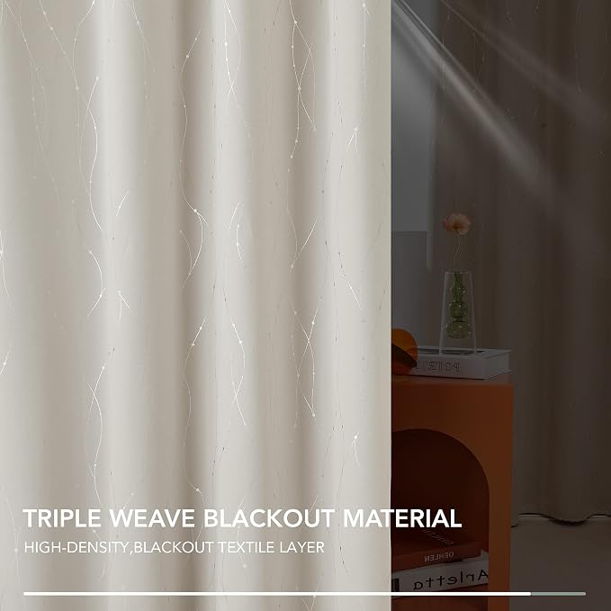 Deconovo Beige Curtains for Living Room, Room Darkening Soundproof Drapes - Image 5
