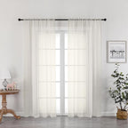 OWENIE Ivory Sheer Curtains 72 Inches Long 2 Panels, Transparent Voile Sheer by OWENIE