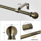 Antique Brass Curtain Rods for Windows 28 to 48 inch, 5/8 inch Small Curtain - Image 3