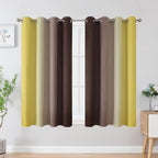 Estelar Textiler Brown and Yellow Blackout Curtains 45 Inch Length, Full Light - Image 2