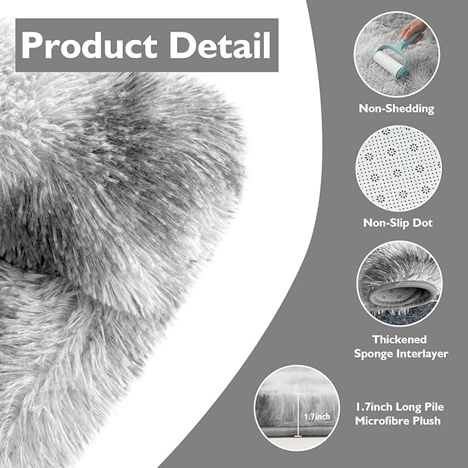 6x9 Fluffy Area Rug for Living Room, Shag Area Rugs for Bedroom, Soft Fuzzy Rug - Image 3