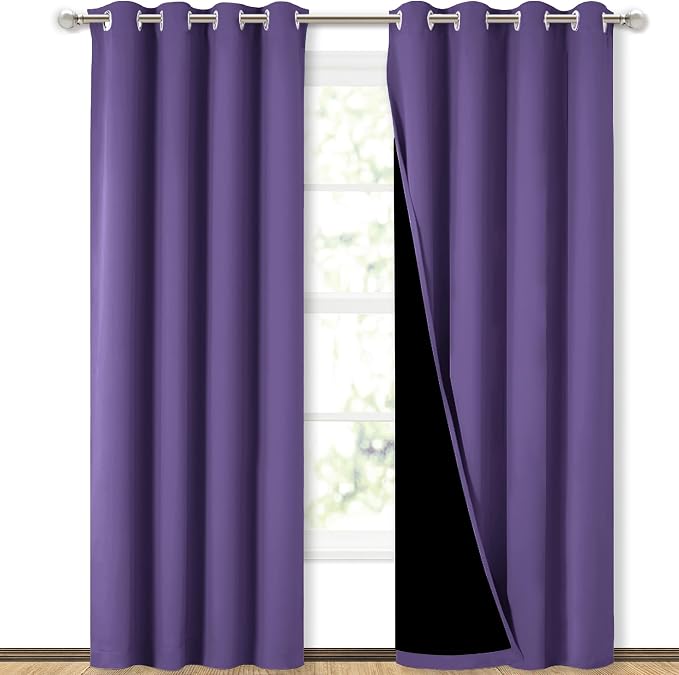 NICETOWN Lilac Purple Full Shade Curtain Panels, Pair of Energy Smart & Noise by NICETOWN