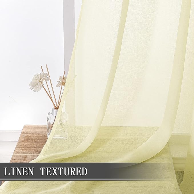 Tollpiz Sheer Curtains Living Room Linen Textured Curtain Sheers Light - Image 2