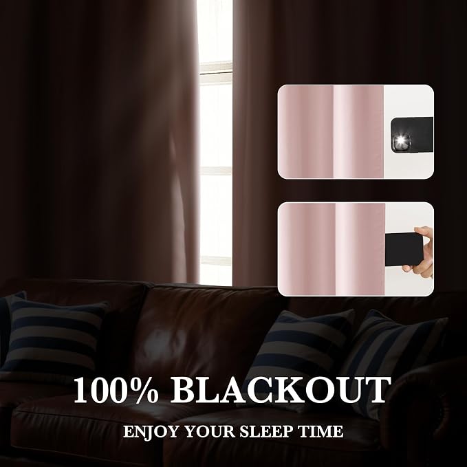 RYB HOME 100% Blackout Basement Curtains 36 inches Long, Heat & UV Blocking - Image 5