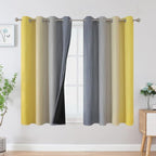 Ombre Gray and Yellow Blackout Curtains 54 Inch Length 2 panels, Full Room by ESTELARTEXTILER