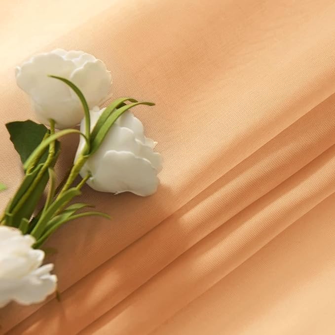 SpaceDresser Beige Sheer Curtains 4 Panels Rod Pocket Semi-Sheer Curtain 54 - Image 7