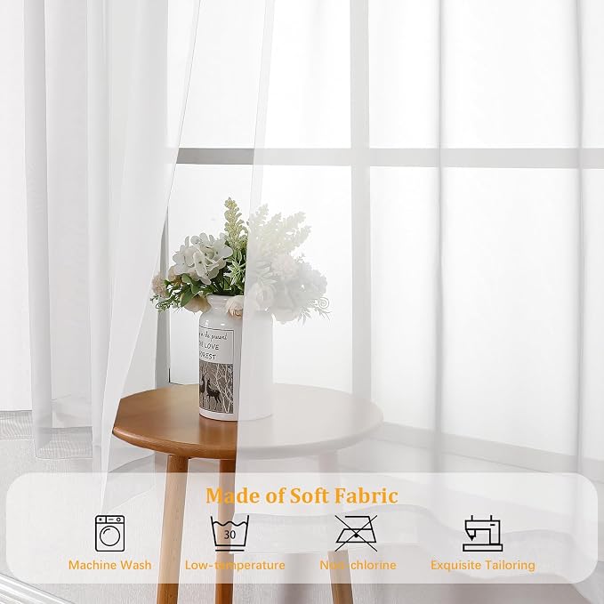Gwine White Sheer Curtains 63 Inch Length - Image 7