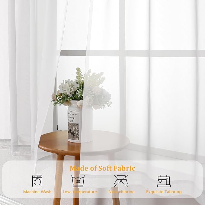 Gwine White Valances for Windows, Small Light Filtering Rod Pocket Cafe Valance - Image 8