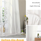Gwine Ivory Sheer Curtains 84 Inches Long 2 Panels Set, Light Filtering Sheer - Image 3