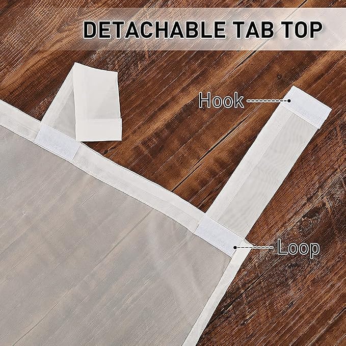 RYB HOME Outdoor Curtain for Patio, Detachable Sticky Tab Top for Easy Hanging - Image 4