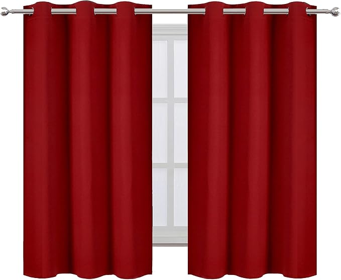 LEMOMO Red Blackout Curtains 34 x 54 Inch Length/Set of 2 Curtain - Image 2