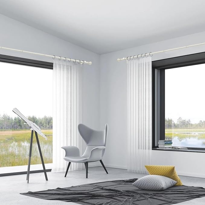 Thestoa Nickel Curtain Rods for Windows 30-62 Inch, 5/8" Stainless Steel Small - Image 4