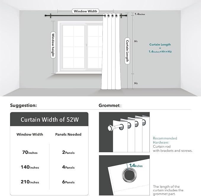 Deconovo Kitchen Curtains, Short Blackout Drapes 52 x 54 Inch, Thermal - Image 7