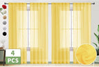 SpaceDresser Yellow Sheer Curtains 4 Panels Rod Pocket Semi-Sheer Curtain 108 - Image 2