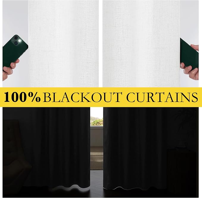 NICETOWN 100% Absolutely Blackout Linen Curtains - Image 3