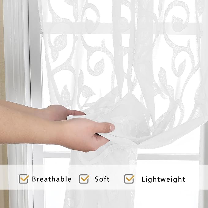 OWENIE Furman Sheer White Curtains 84 inches Long - Image 6