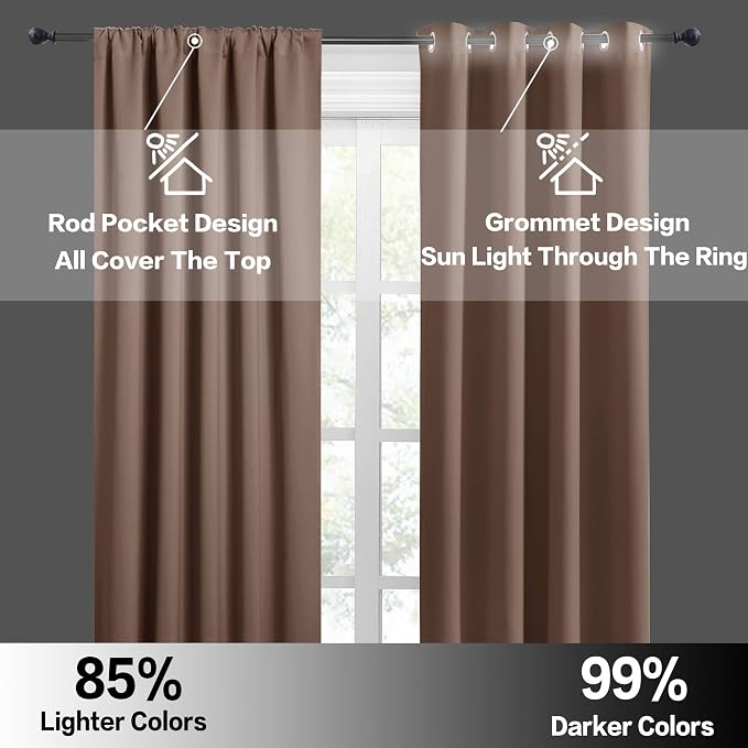 RYB HOME Blackout Curtains for Bedroom Living Room 72 inches Long, Thermal - Image 5