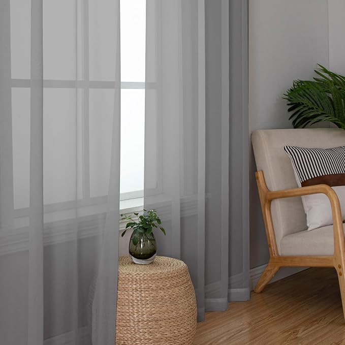 Chyhomenyc Sheer Window Curtains 72 inch Length 2 PCS- Rod Pocket Living Room - Image 8