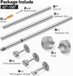 YaFex Heavy Duty Curtain Rods 32-150 Inch, 1 Inch Adjustable Silver Curtain Rod - Image 9