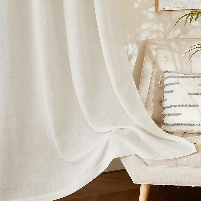 NICETOWN Natural Linen Kitchen Curtains 26 inches Long, Rod Pocket & Back Tab - Image 6