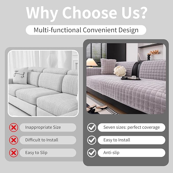 Velvet Couch Cover, Washable Sectional Sofa Cover, Anti Slip Sofa Slipcovers - Image 4