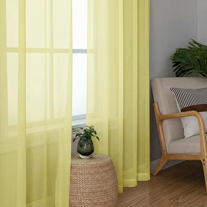 OWENIE Short Sheer Curtains for Bedroom Living Room 54 Inch Length 2 Panels Set - Image 8