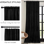 RYB HOME Black Velvet Curtains 108 inch, W52 x L108 inch, 2 Panels - Image 3