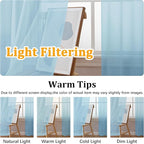 Gwine Sky Blue Sheer Curtain Tiers 24 Inch Length, Light Filtering Voile Short - Image 6