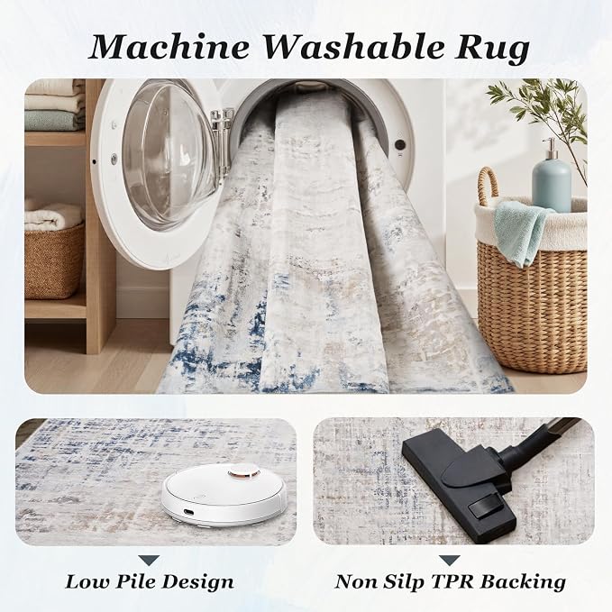 4 x 6 Area Rugs for Living Room, Machine Washable Non Slip Rug Ultra Soft Low - Image 5